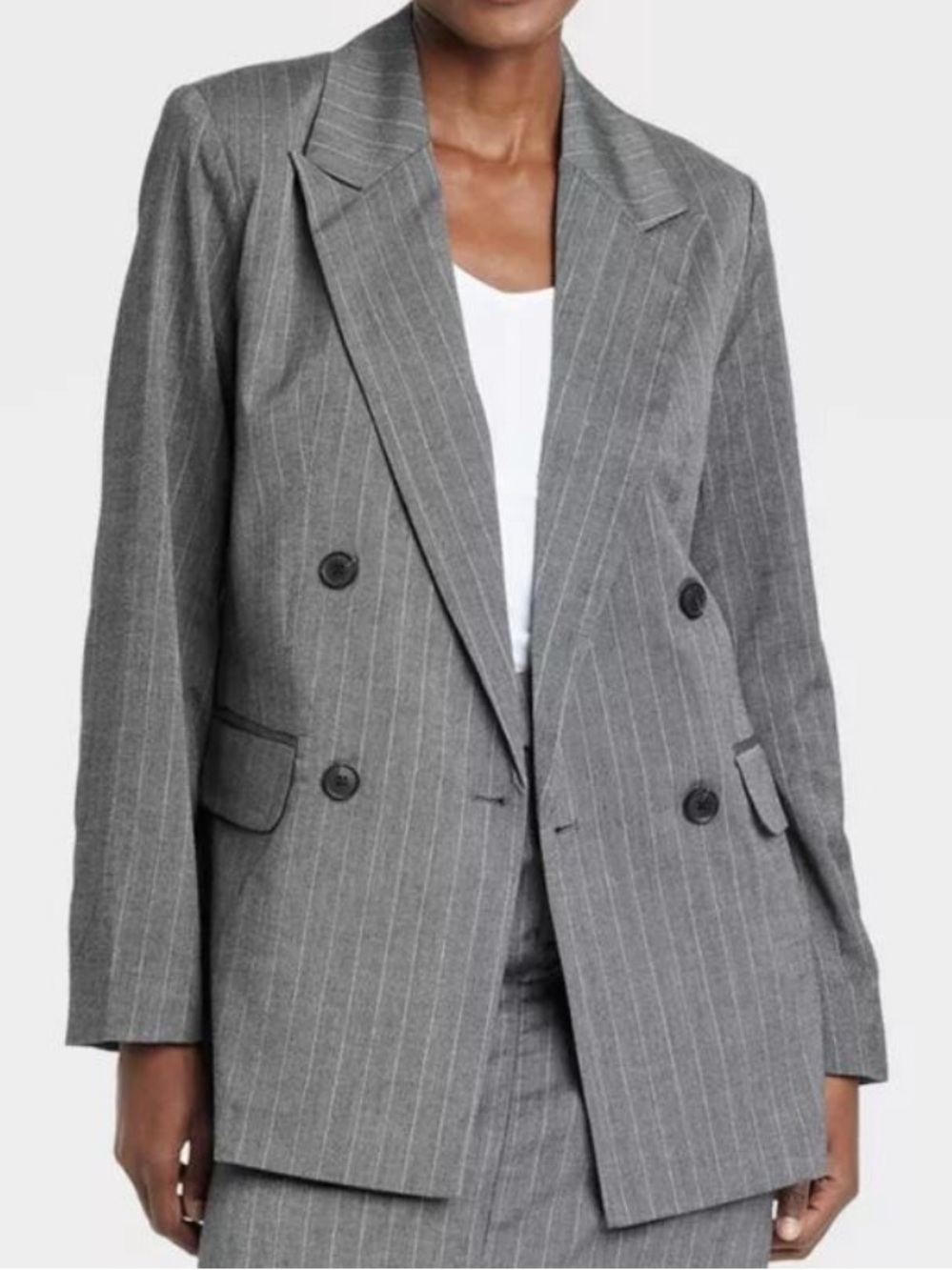 A.NEW.DAY. Grey Stripe Double Breasted Blazer